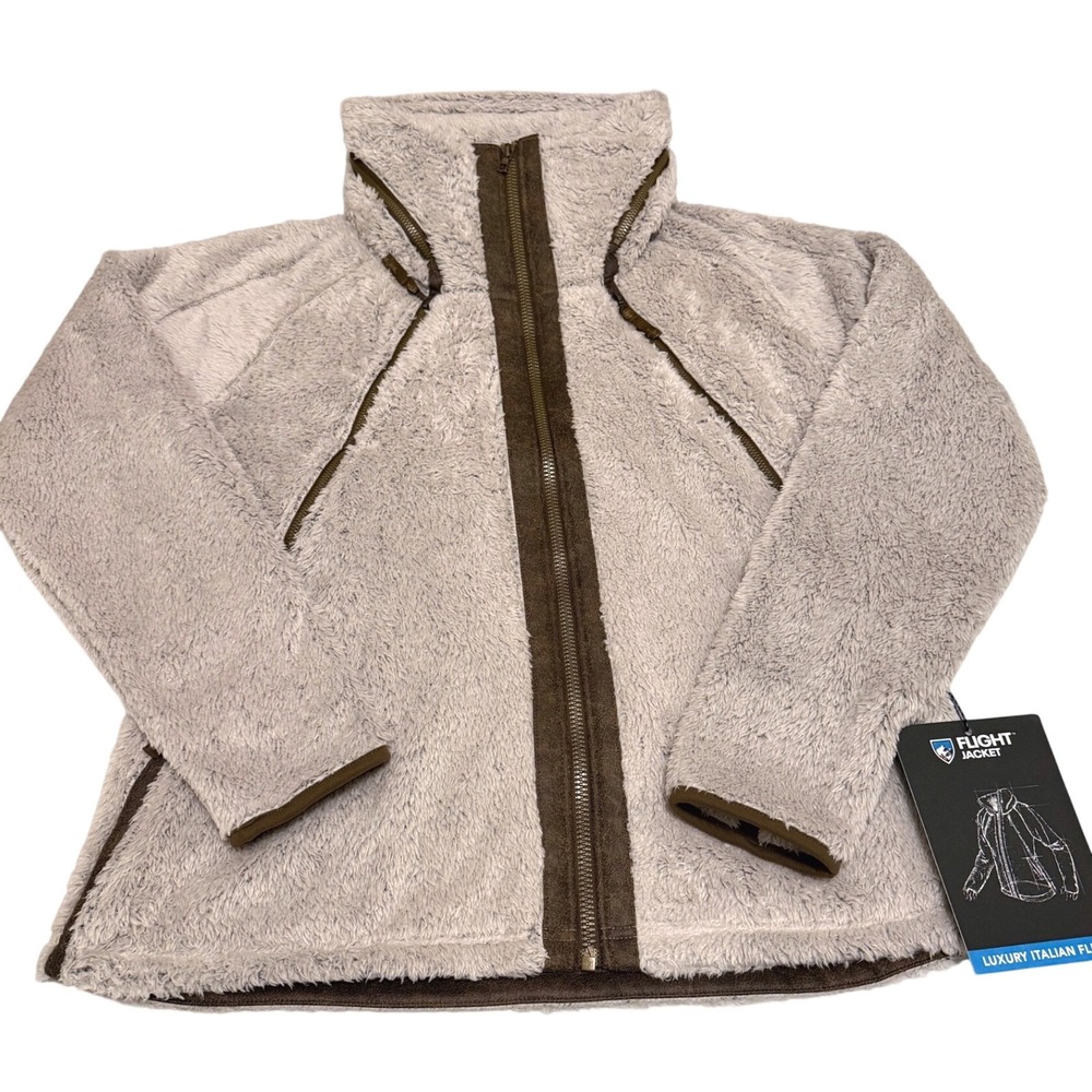 Kuhl Flight Jacket XL Stone Italian Fleece Sherpa Gorpcore Cabinwear NWT